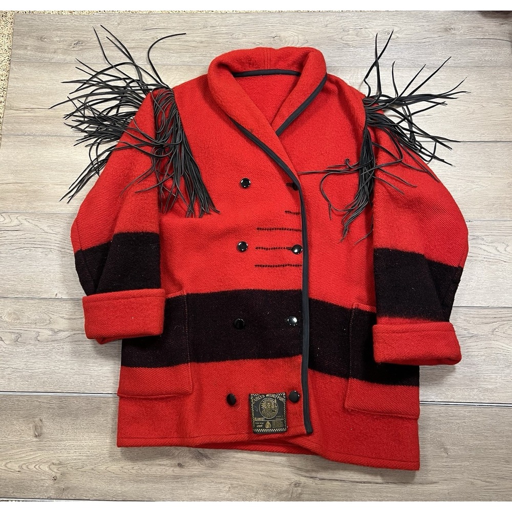 Early's Witney Point Wool Antique Custom Blanket Coat With Leather Tassels